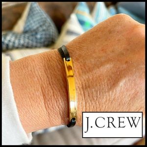 J.Crew Black Leather Gold Bar & Beads Bracelet. 🆕